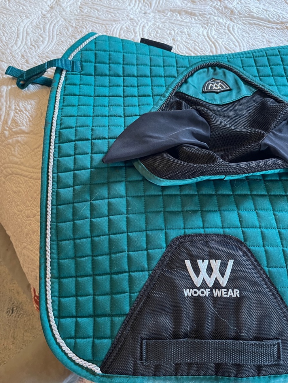 Woof Wear British green large dressage saddle pad and large fly bonnet - Picture 5 of 5